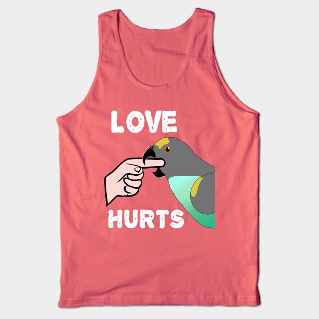 Love Hurts Meyers Parrot Tank Top by Einstein Parrot